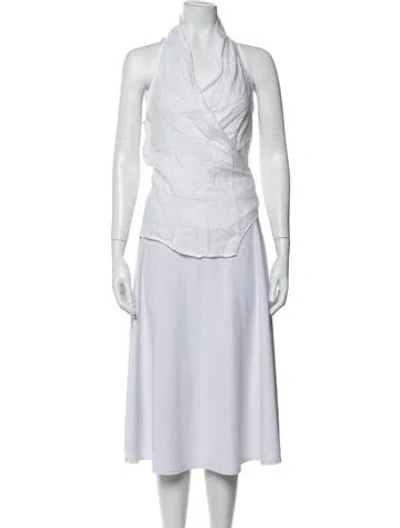 Pre-owned Max Mara Linen Halterneck Top In Neutrals
