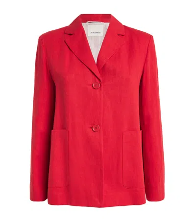 Max Mara Linen High-button Blazer In Red