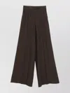 Max Mara Wide-leg Brown Linen Trousers With High Waist Design In Brown