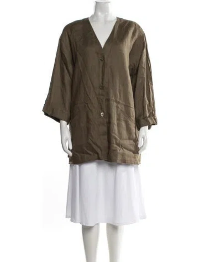 Pre-owned Max Mara Linen Jacket In Green