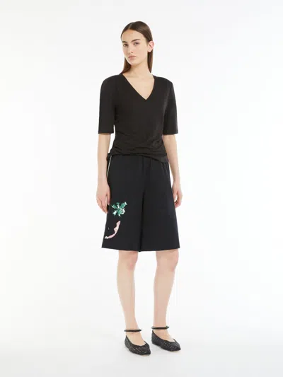 Max Mara Linen Jersey T-shirt In Black