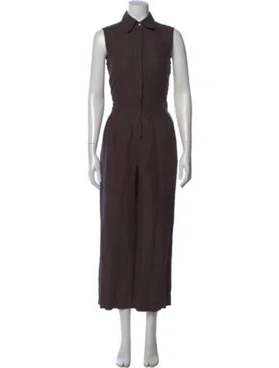 Pre-owned Max Mara Linen Jumpsuit In Brown