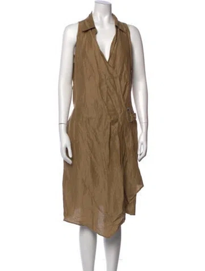 Pre-owned Max Mara Linen Knee-length Dress In Brown