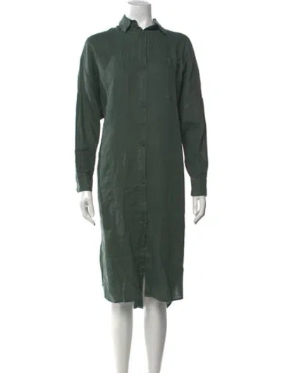 Pre-owned Max Mara Linen Knee-length Dress In Green