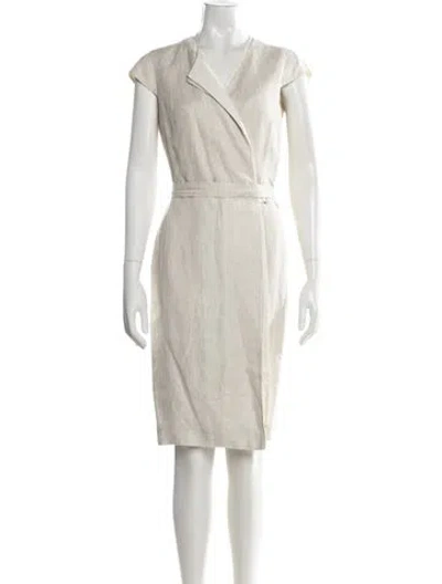 Pre-owned Max Mara Linen Knee-length Dress In Neutral