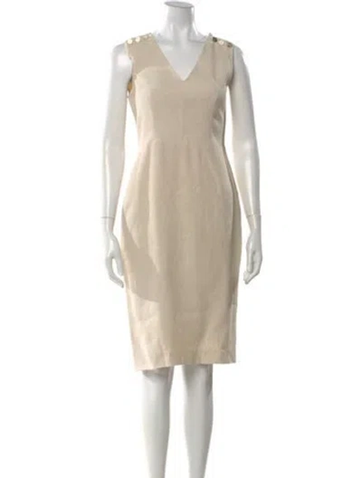 Pre-owned Max Mara Linen Knee-length Dress In Neutral