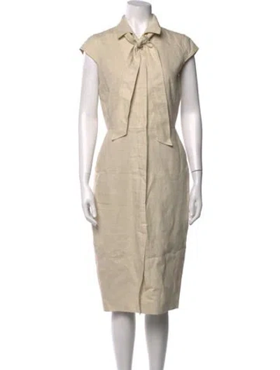 Pre-owned Max Mara Linen Knee-length Dress In Neutrals