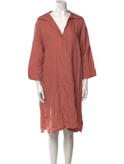 Pre-owned Max Mara Linen Knee-length Dress In Pink