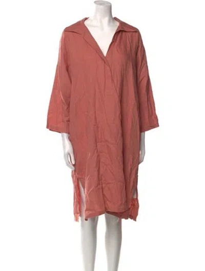 Pre-owned Max Mara Linen Knee-length Dress In Red