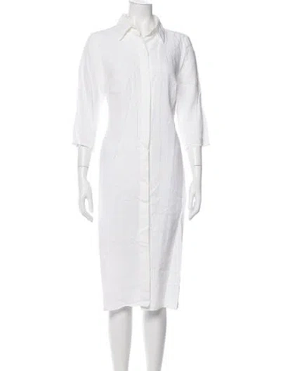 Pre-owned Max Mara Linen Knee-length Dress In White