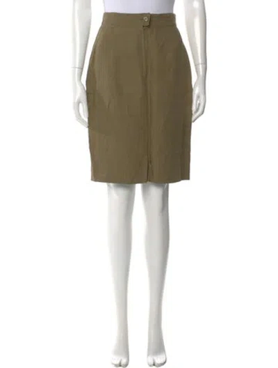 Pre-owned Max Mara Linen Knee-length Skirt In Green