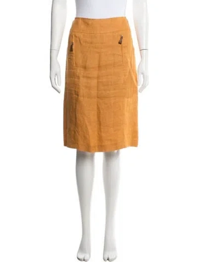 Pre-owned Max Mara Linen Knee-length Skirt In Neutral