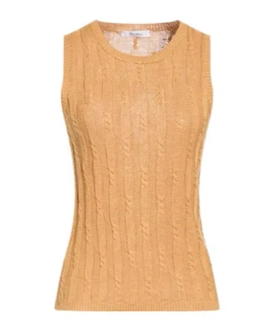 Max Mara Linen Knit Vest In Pink