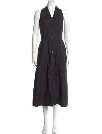 Pre-owned Max Mara Linen Long Dress In Black