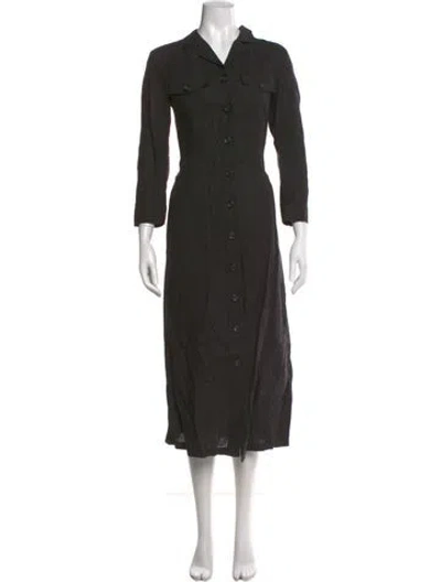 Pre-owned Max Mara Linen Long Dress In Black