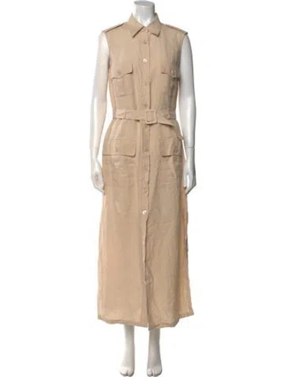 Pre-owned Max Mara Linen Long Dress In Brown
