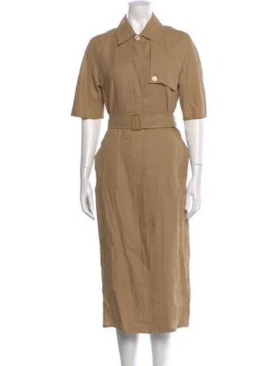 Pre-owned Max Mara Linen Long Dress In Brown