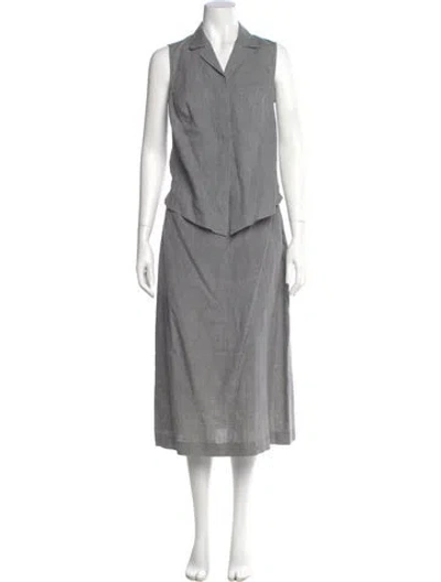 Pre-owned Max Mara Linen Long Dress In Gray