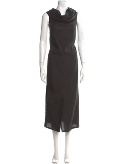Pre-owned Max Mara Linen Long Dress In Gray