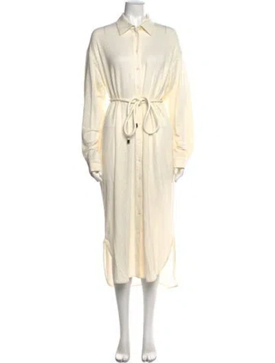 Pre-owned Max Mara Linen Long Dress In Neutral