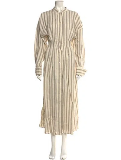 Pre-owned Max Mara Linen Long Dress In Neutral