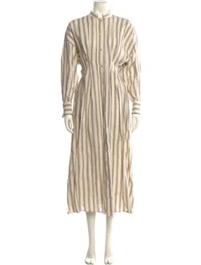 Pre-owned Max Mara Linen Long Dress In Neutral
