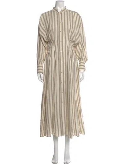 Pre-owned Max Mara Linen Long Dress In Neutral