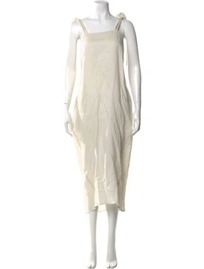Pre-owned Max Mara Linen Long Dress In Neutral