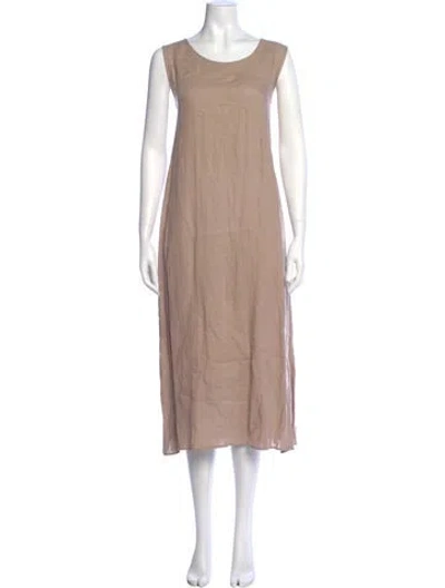 Pre-owned Max Mara Linen Long Dress In Neutral