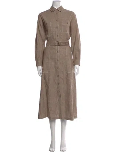 Pre-owned Max Mara Linen Long Dress In Neutral