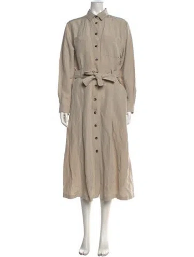 Pre-owned Max Mara Linen Long Dress In Neutral