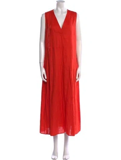 Pre-owned Max Mara Linen Long Dress In Orange
