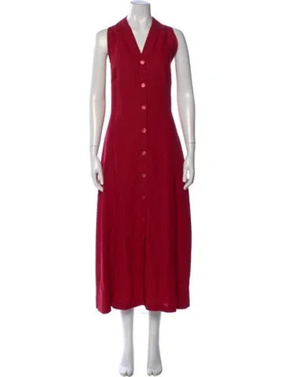 Pre-owned Max Mara Linen Long Dress In Red