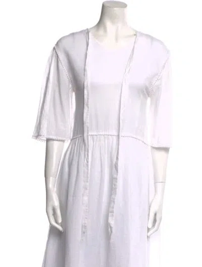 Pre-owned Max Mara Linen Long Dress In White
