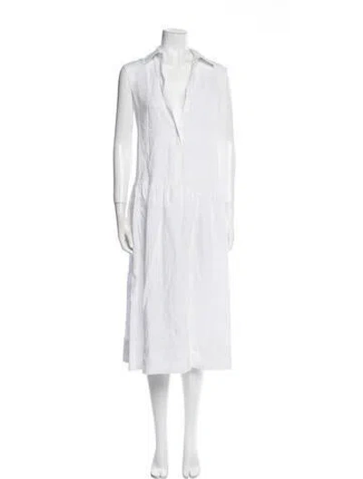 Pre-owned Max Mara Linen Long Dress In White