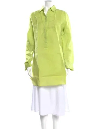 Pre-owned Max Mara Linen Long Sleeve Tunic In Green