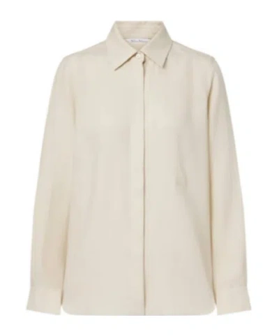 Max Mara Linen Long-sleeved Shirt In Neutral