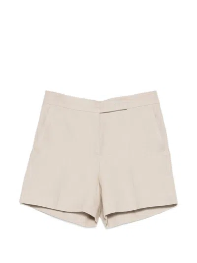 Max Mara Linen Mat Shorts In Neutral