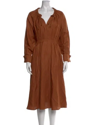 Pre-owned Max Mara Linen Midi Length Dress In Black