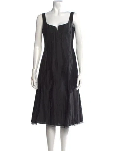 Pre-owned Max Mara Linen Midi Length Dress In Black