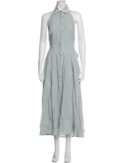 Pre-owned Max Mara Linen Midi Length Dress In Blue