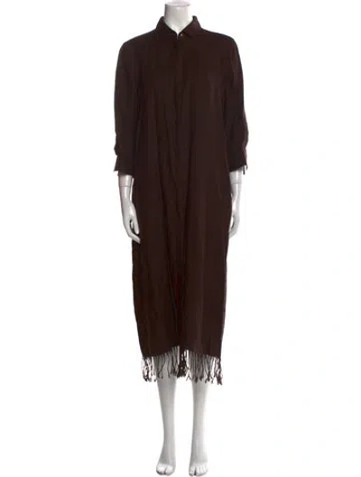 Pre-owned Max Mara Linen Midi Length Dress In Brown