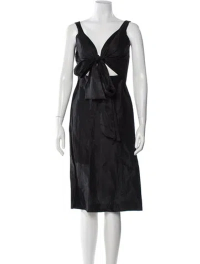 Pre-owned Max Mara Linen Midi Length Dress In Gray