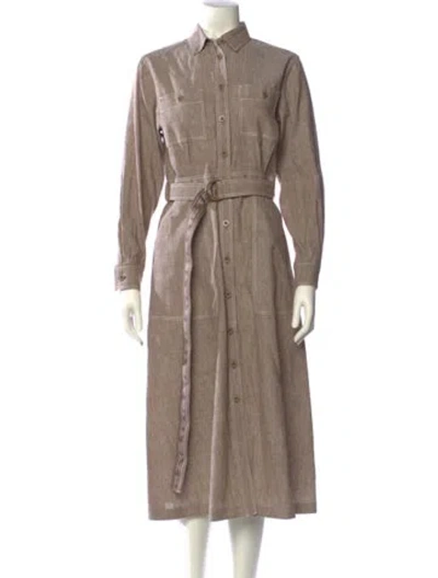 Pre-owned Max Mara Linen Midi Length Dress In Neutral