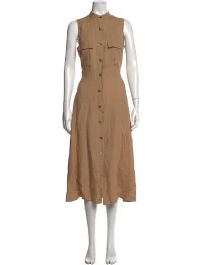 Pre-owned Max Mara Linen Midi Length Dress In Neutral