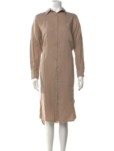 Pre-owned Max Mara Linen Midi Length Dress In Neutral