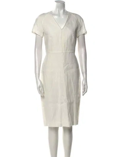 Pre-owned Max Mara Linen Midi Length Dress W/ Tags In White