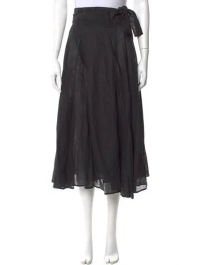 Pre-owned Max Mara Linen Midi Length Skirt In Black