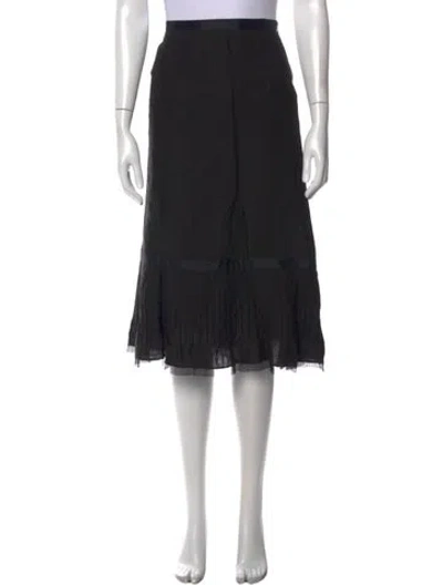 Pre-owned Max Mara Linen Midi Length Skirt In Black