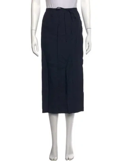Pre-owned Max Mara Linen Midi Length Skirt In Black